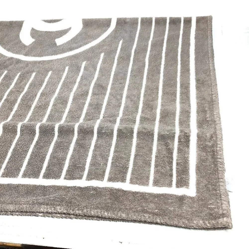 CHANEL Logo Stripe CC CC Mark Bath towel Interior Throw towel Gray Based/White
